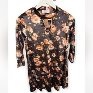 Peach Love Floral velvet dress